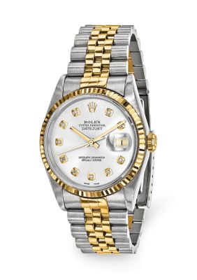 Preowned Rolex Mens Datejust Jubilee Silver Diamond Dila 19K Fluted Bezel Watch  FINAL SALE NO RETURNS OR EXCHANGES