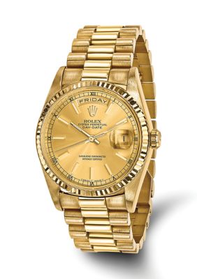 Preowned Rolex Mens 18K Single Quick Presidential Champagne Dial Watch  FINAL SALE NO RETURNS OR EXCHANGES