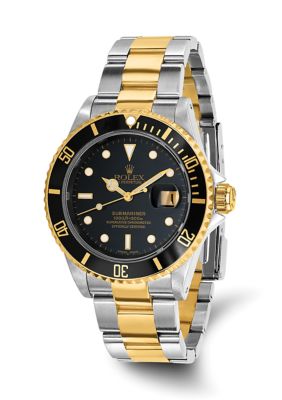 Preowned Rolex Mens Submariner 18K and Stainless Steel Oyster Bracelet Watch  FINAL SALE NO RETURNS OR EXCHANGES