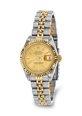 Preowned Rolex Womens Datejust Jubilee Champagne Dial 18K Fluted Bezel  FINAL SALE NO RETURNS OR EXCHANGES