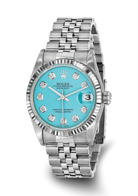 Preowned Rolex Datejust Stainless Steel with 18K White Gold Fluted Bezel Jubilee Bracelet Watch  FINAL SALE NO RETURNS OR EXCHANGES