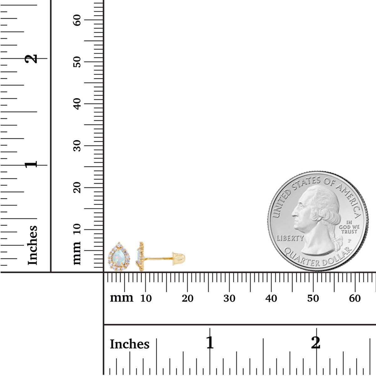 Lab Created Sterling Silver Yellow 4x3mm Pear Created Opal & 1mm Created White Sapphire Halo Screwback Earrings