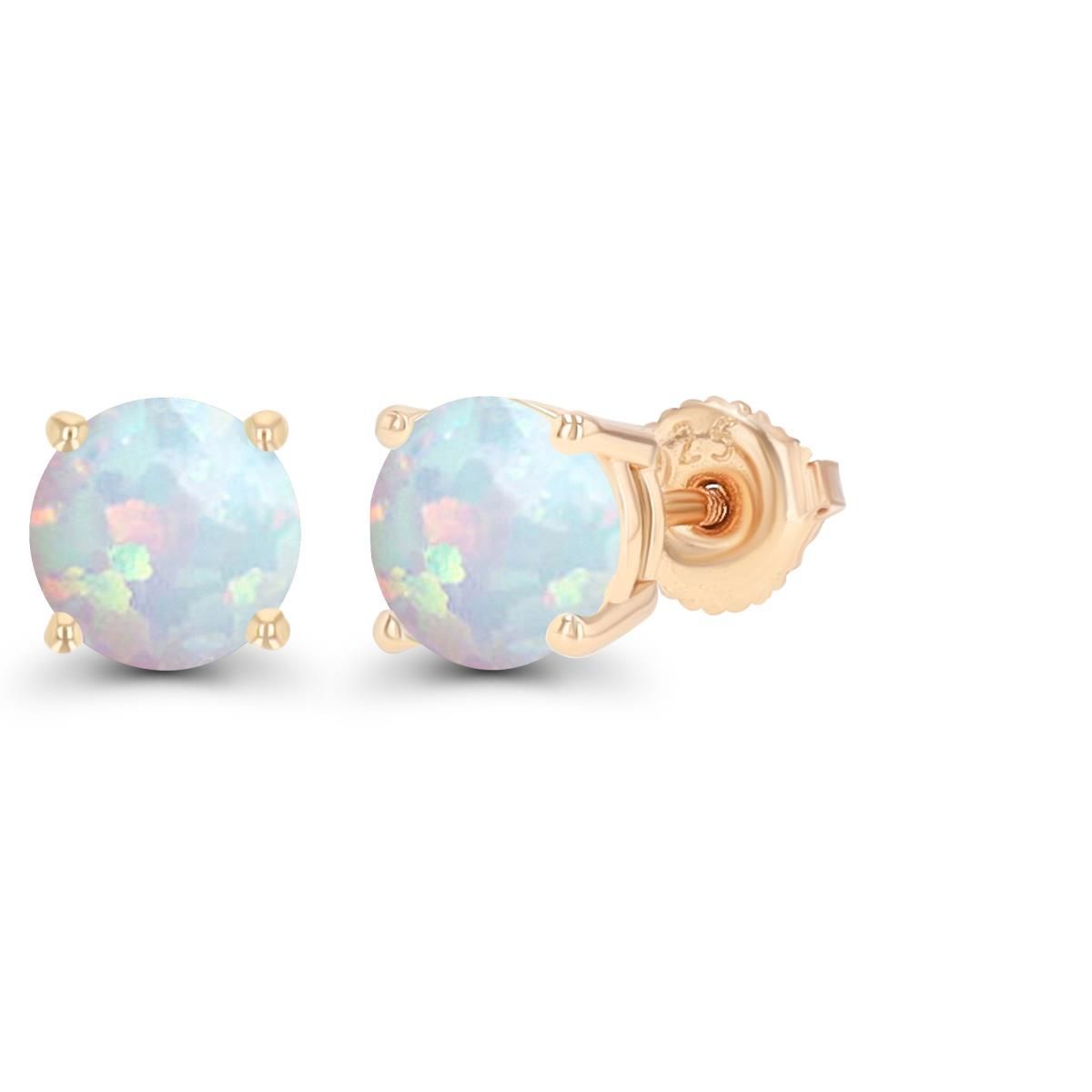 Lab Created Sterling Silver Rhodium 6mm Round Created Opal Stud Screwback Earring