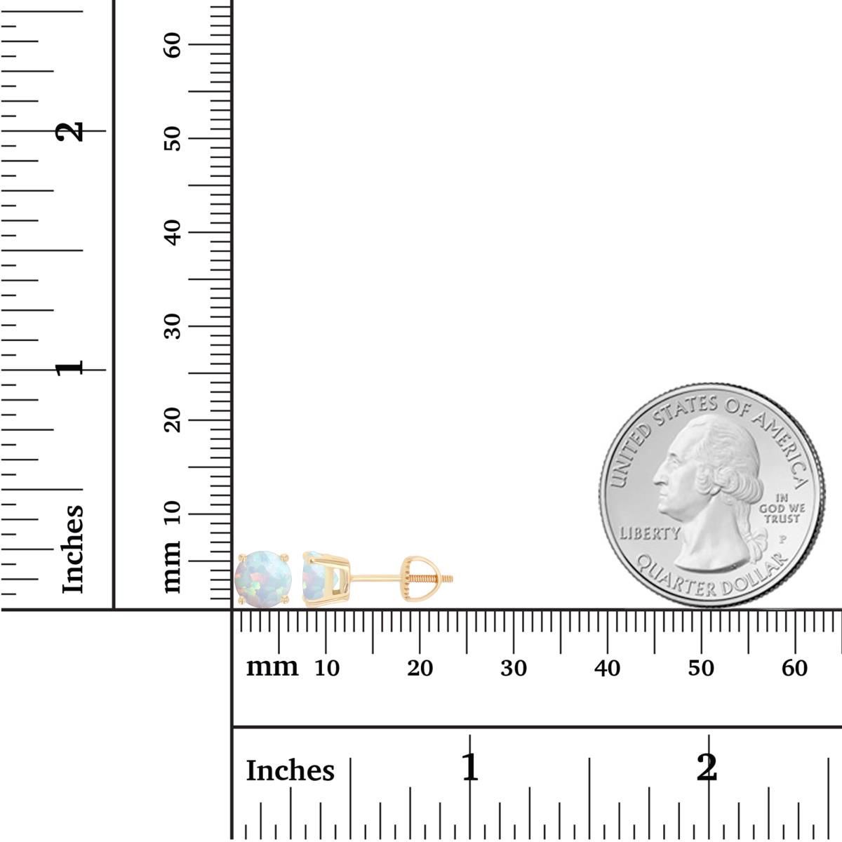 Lab Created Sterling Silver Rhodium 6mm Round Created Opal Stud Screwback Earring