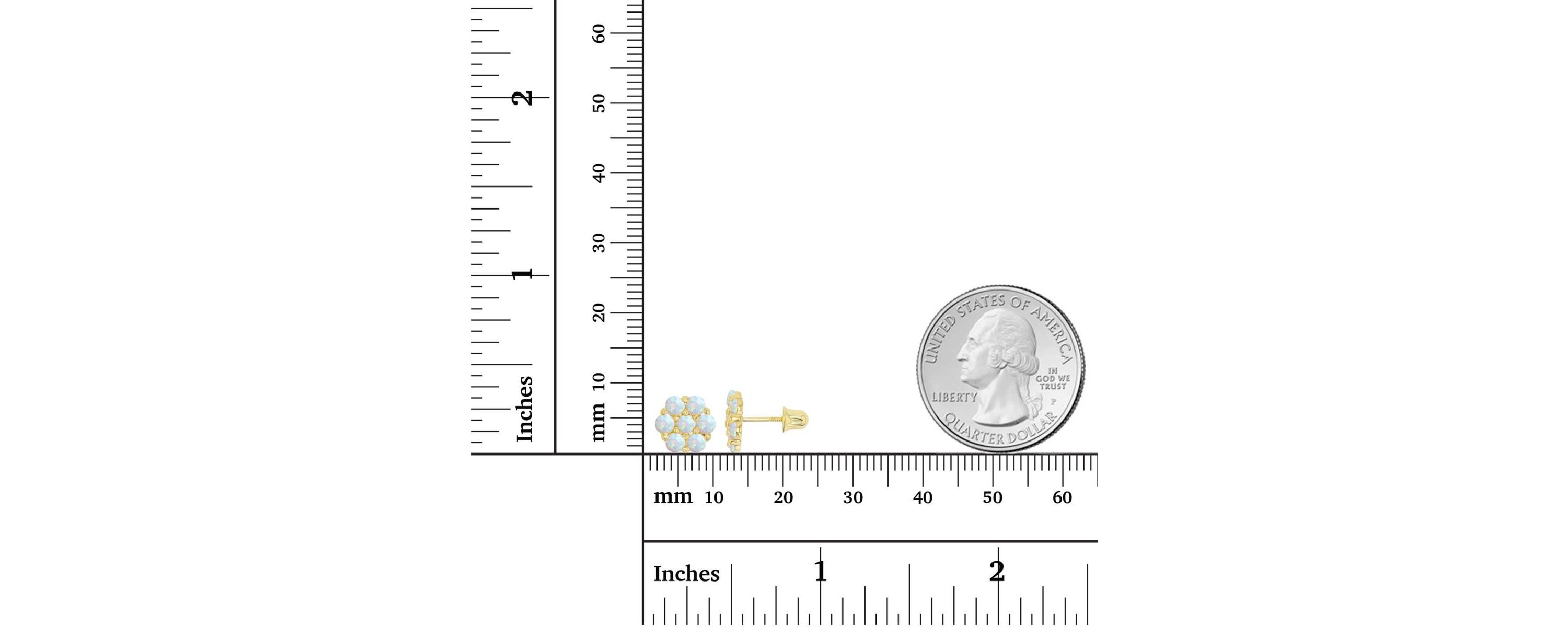 Lab Created Sterling Silver Rhodium 2.5mm Round Created Opal Flower Screwback Earring