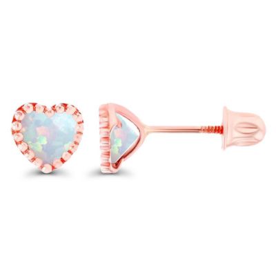 LULEA Lab Created Sterling Silver Yellow 4mm Heart Created Opal Bezel Screwback Earrings