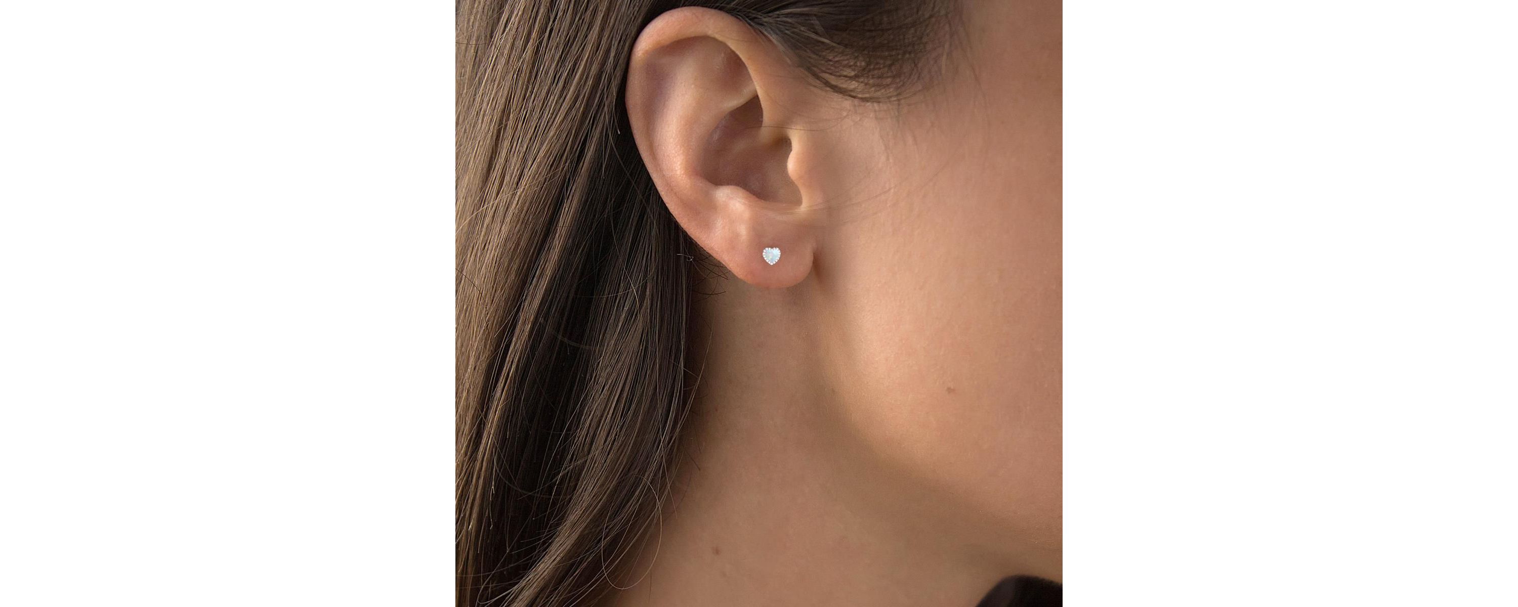 Lab Created Sterling Silver Yellow 4mm Heart Created Opal Bezel Screwback Earrings