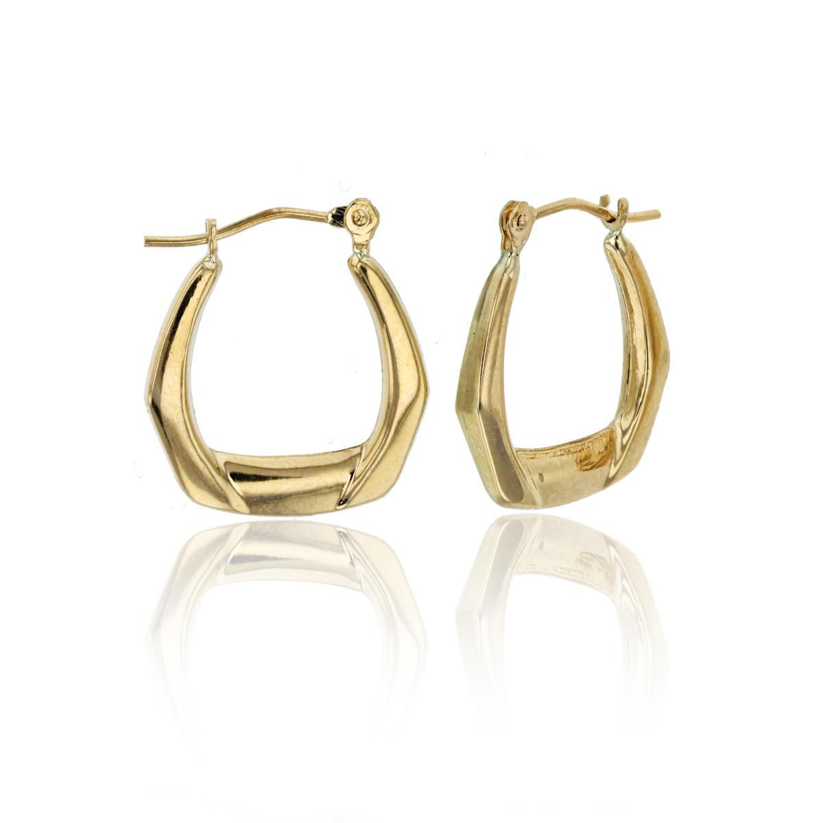 14K Yellow Gold Polished Hexagon Hoop Earring