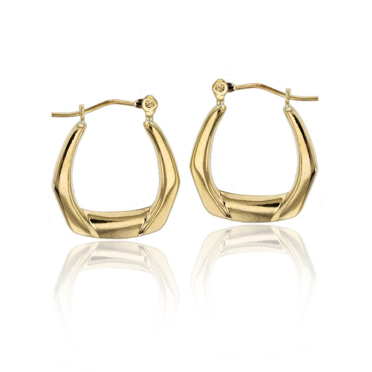 14K Yellow Gold Polished Hexagon Hoop Earring