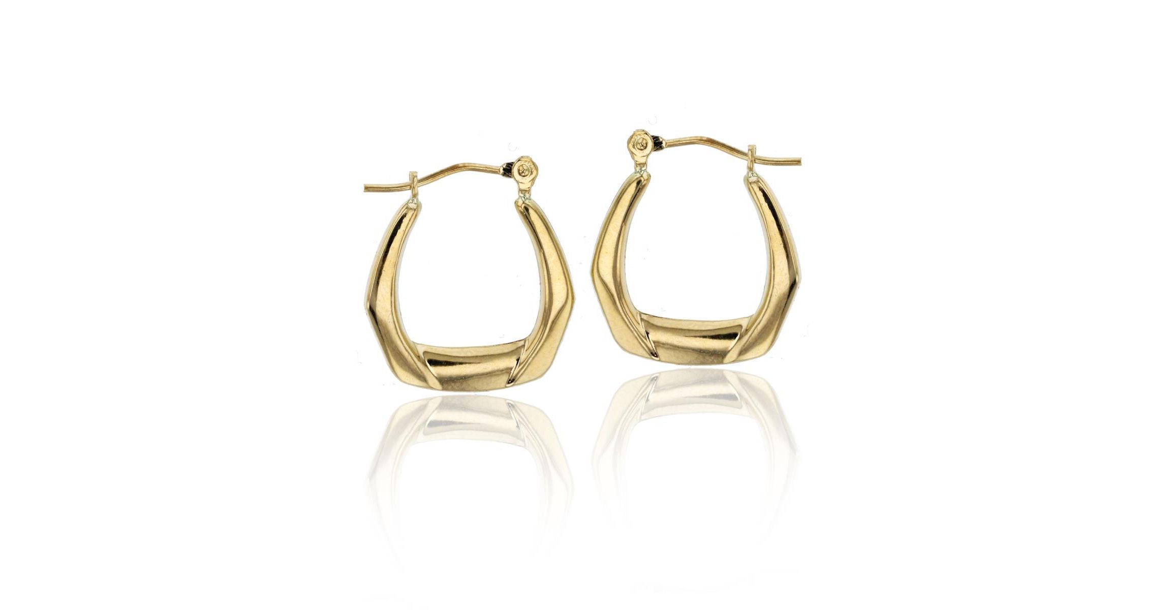 14K Yellow Gold Polished Hexagon Hoop Earring