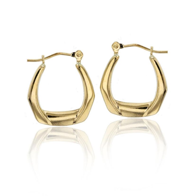 14K Yellow Gold Polished Hexagon Hoop Earring