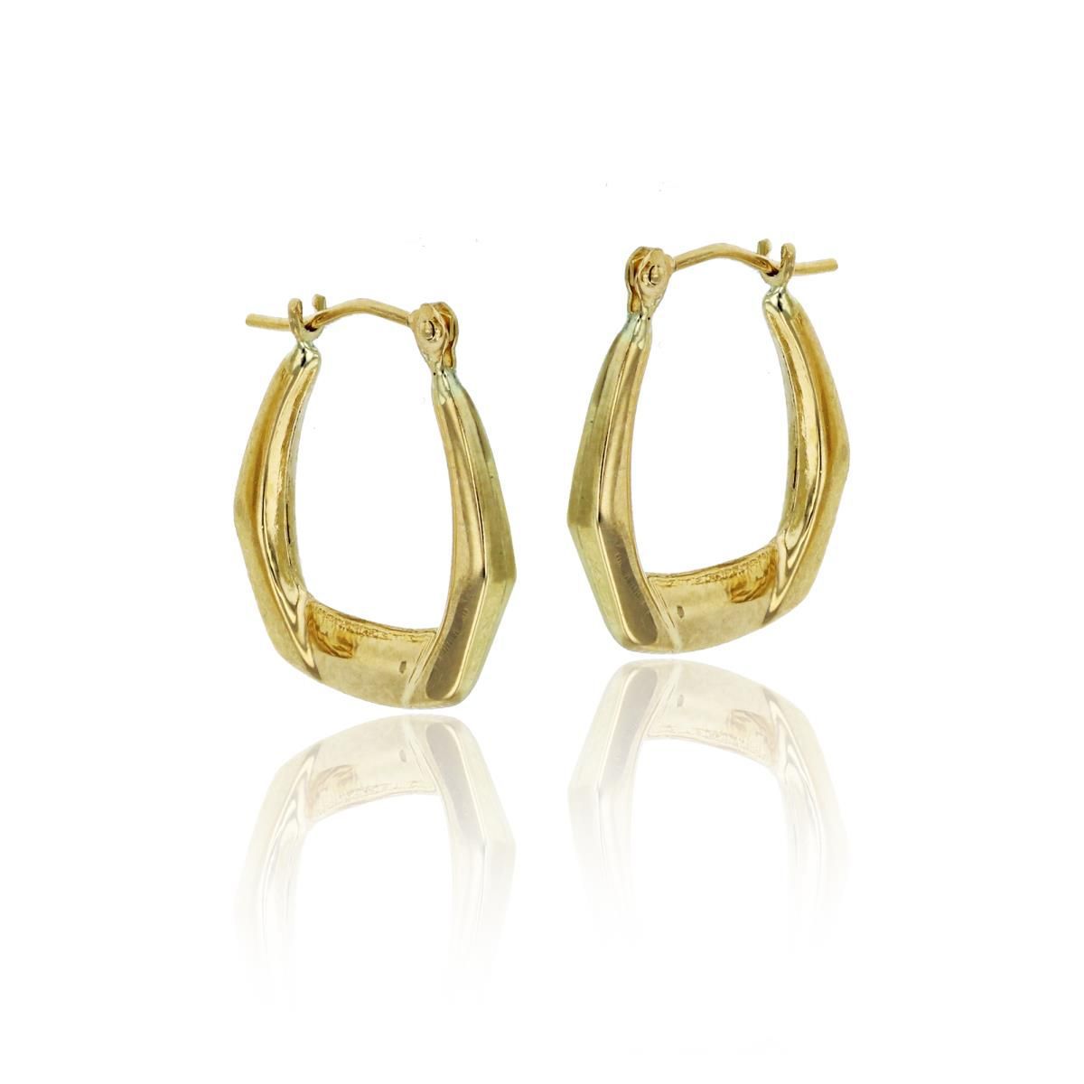 14K Yellow Gold Polished Hexagon Hoop Earring
