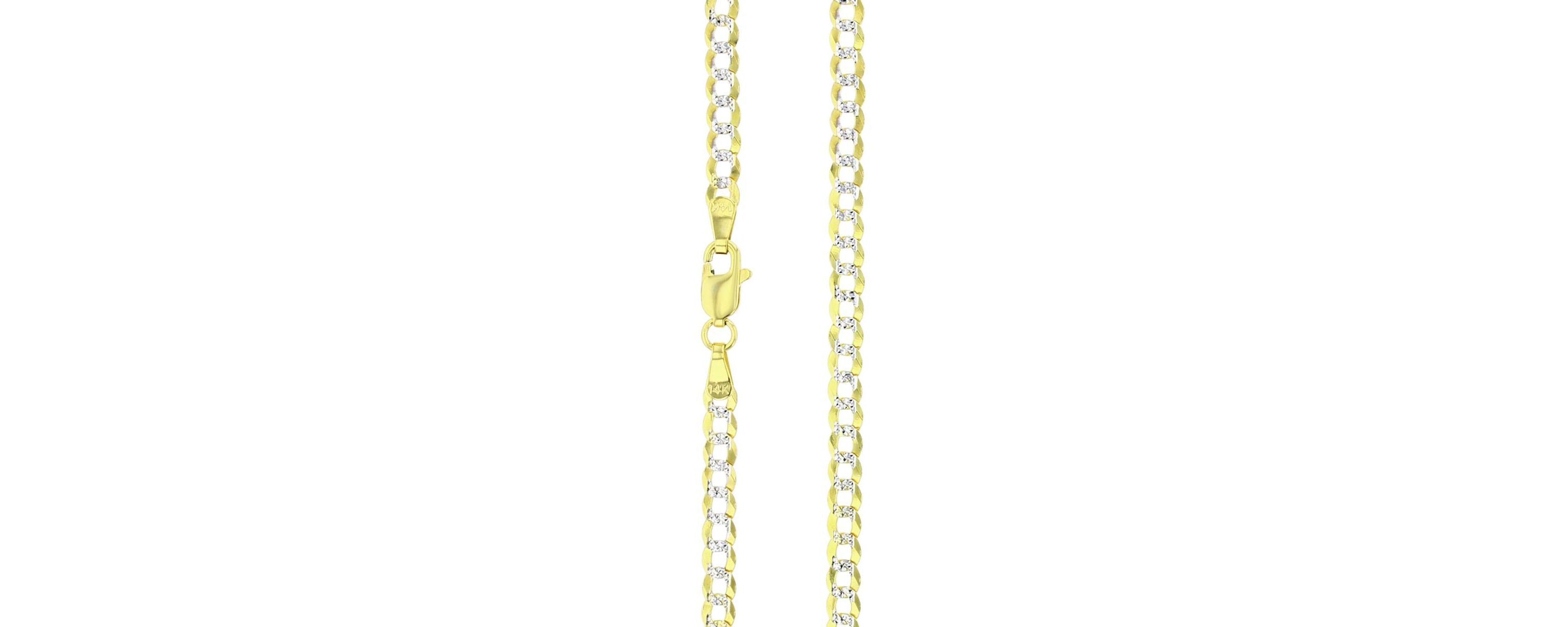 14K Gold Two Tone 3.80MM Cuban 100 20" Chain