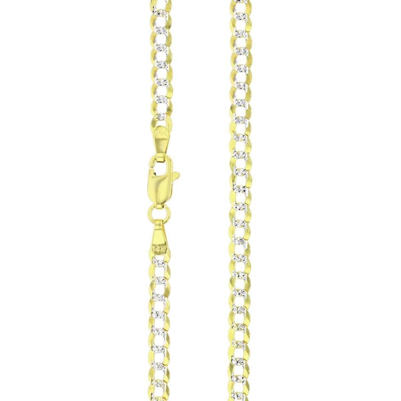 14K Gold Two Tone 3.80MM Cuban 100 20" Chain