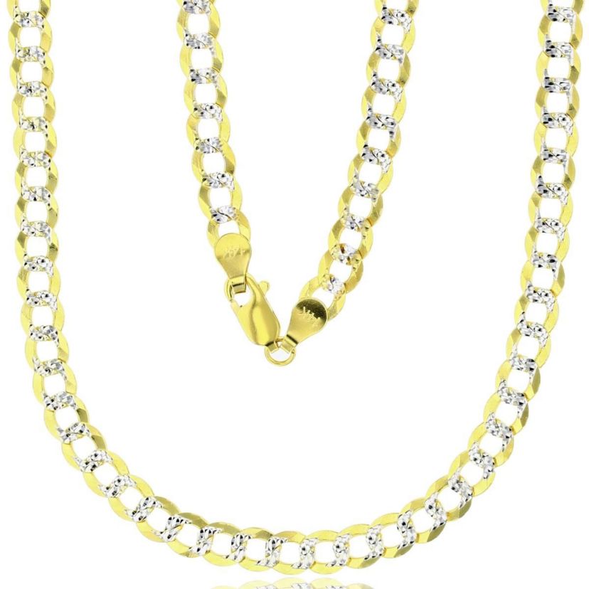14K Gold Two Tone 5.75MM Cuban 150 22" Chain