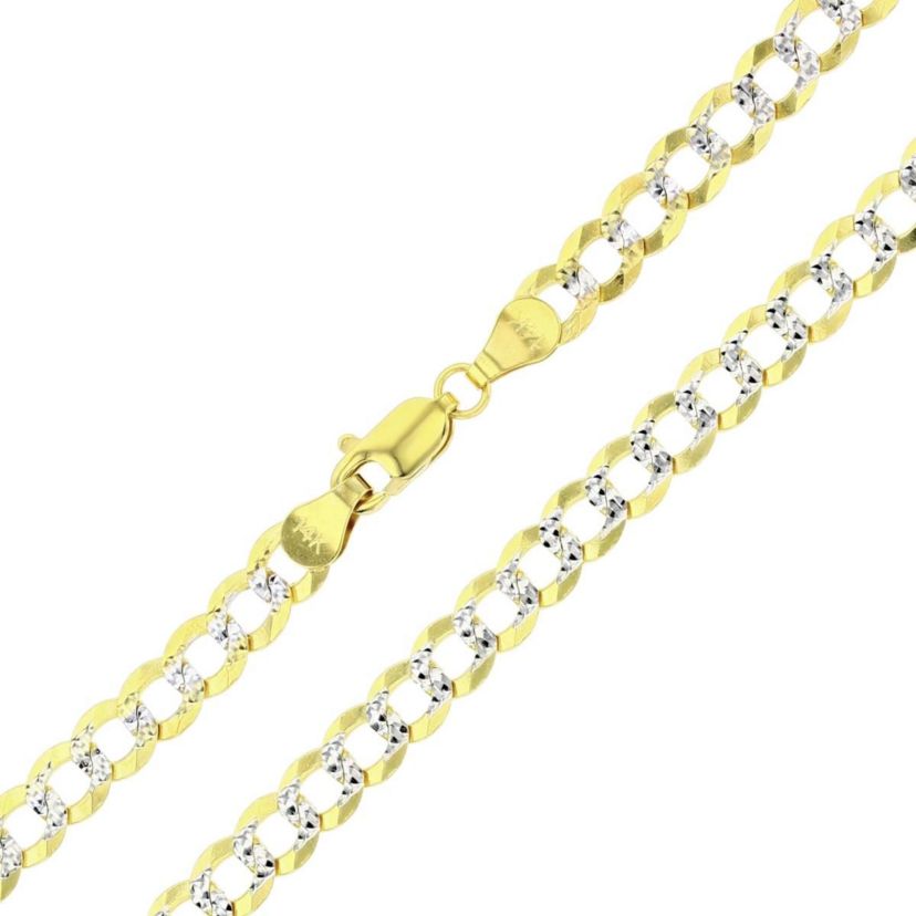 14K Gold Two Tone 5.75MM Cuban 150 22" Chain