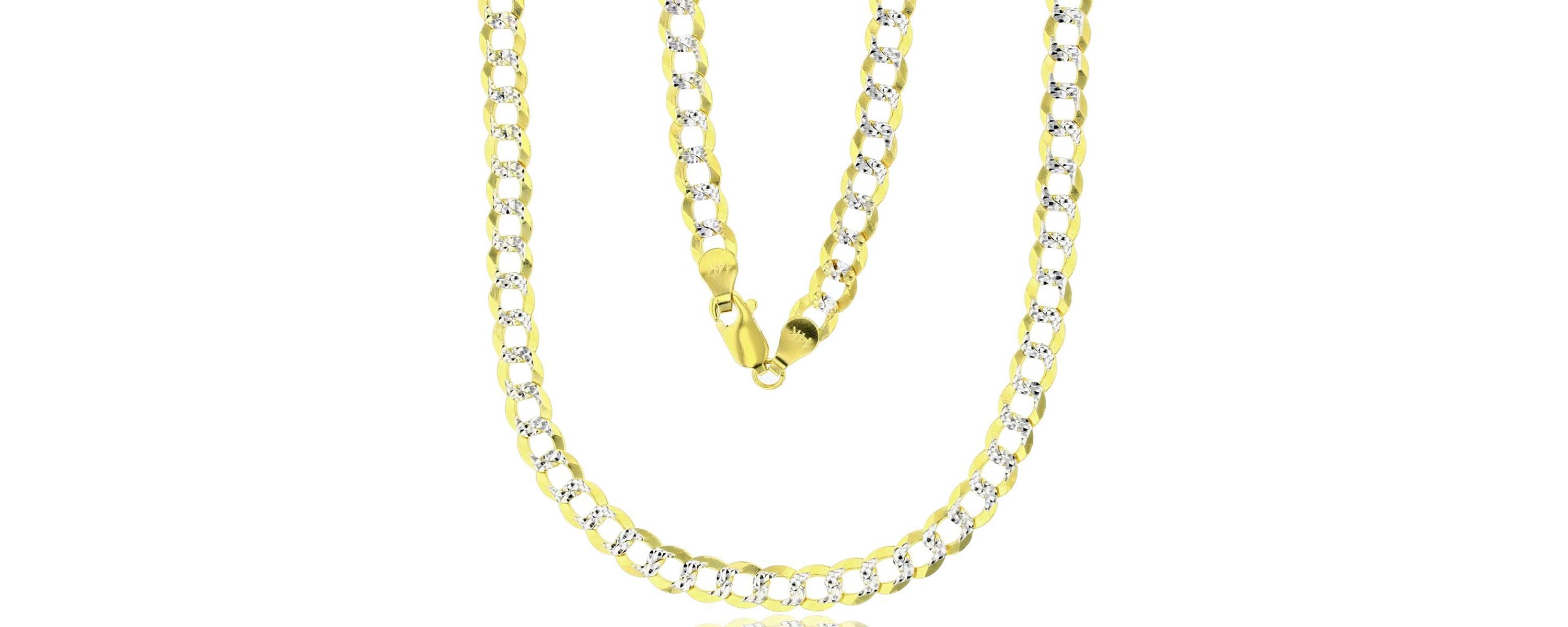 14K Gold Two Tone 5.75MM Cuban 150 22" Chain