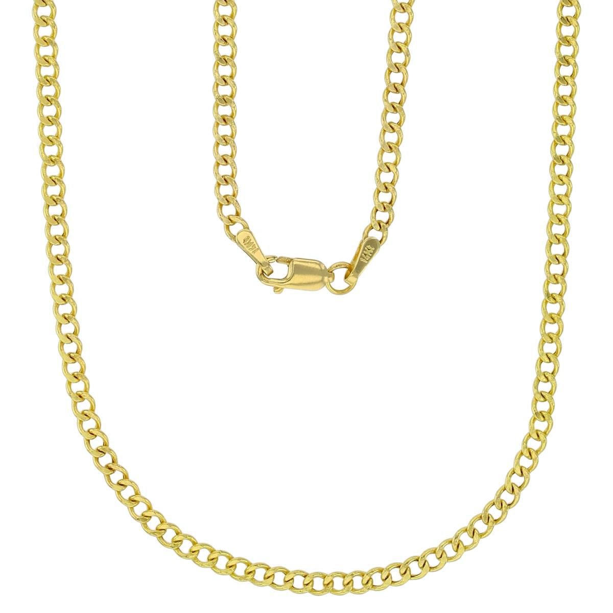 14K Yellow Gold 2.50mm 18" Hollow Cuban 060 Chain