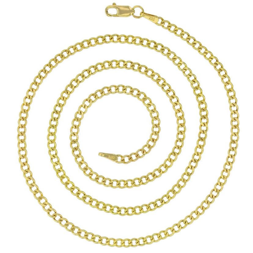 14K Yellow Gold 2.50mm 18" Hollow Cuban 060 Chain