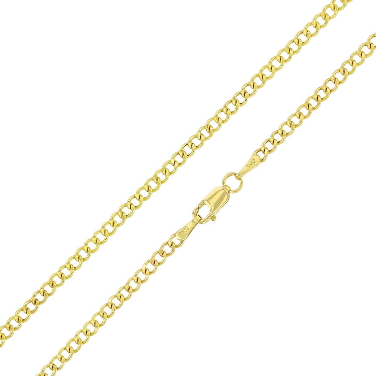 14K Yellow Gold 2.50mm 18" Hollow Cuban 060 Chain