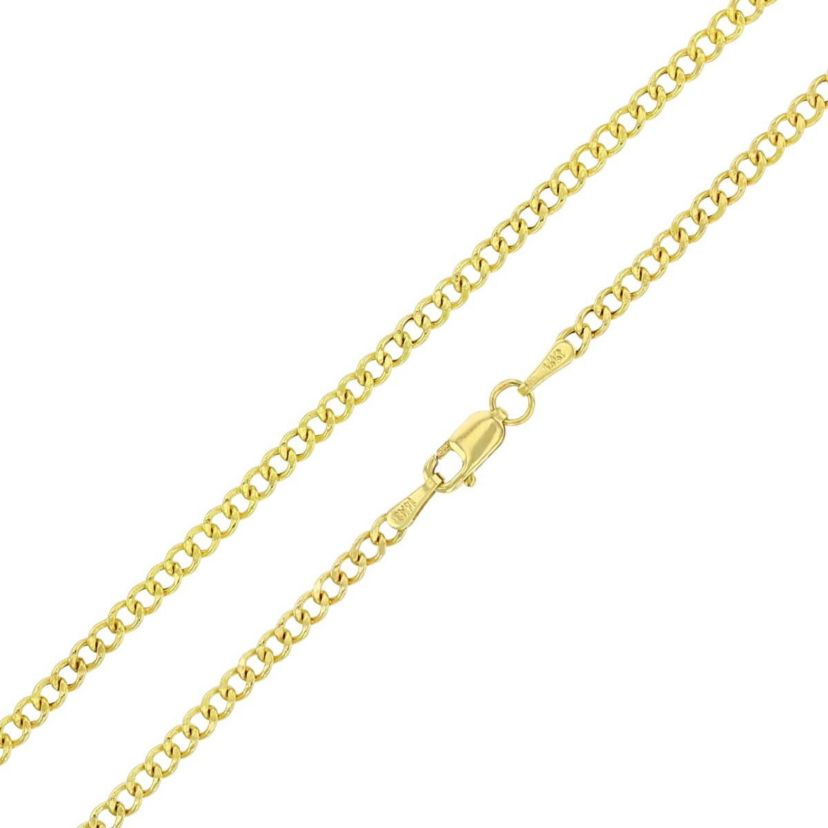 14K Yellow Gold 2.50mm 18" Hollow Cuban 060 Chain