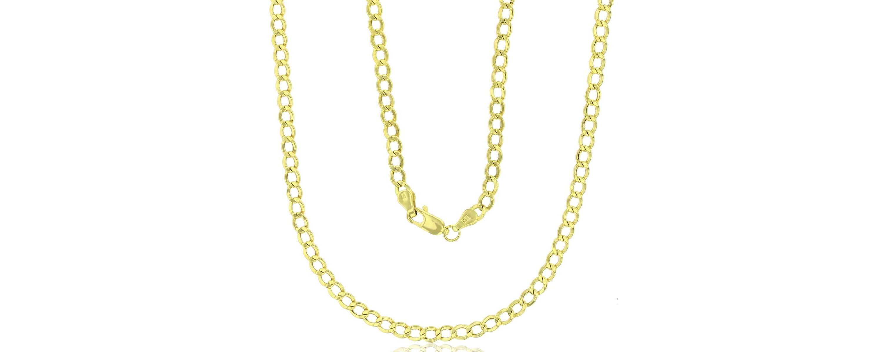 14K Yellow Gold 3.50mm 18" Hollow Cuban 080 Chain