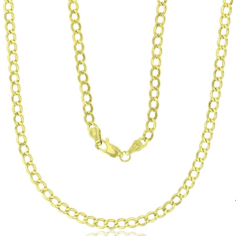 14K Yellow Gold 3.50mm 18" Hollow Cuban 080 Chain