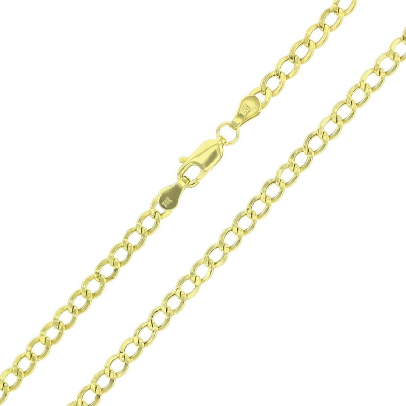 14K Yellow Gold 3.50mm 18" Hollow Cuban 080 Chain