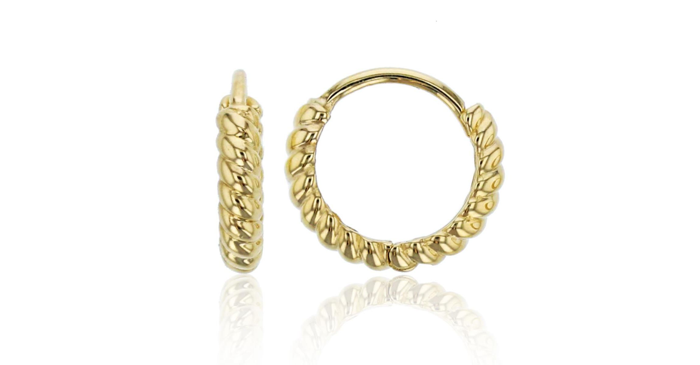 14K Yellow Gold 2x10mm Twisted Huggie Earring