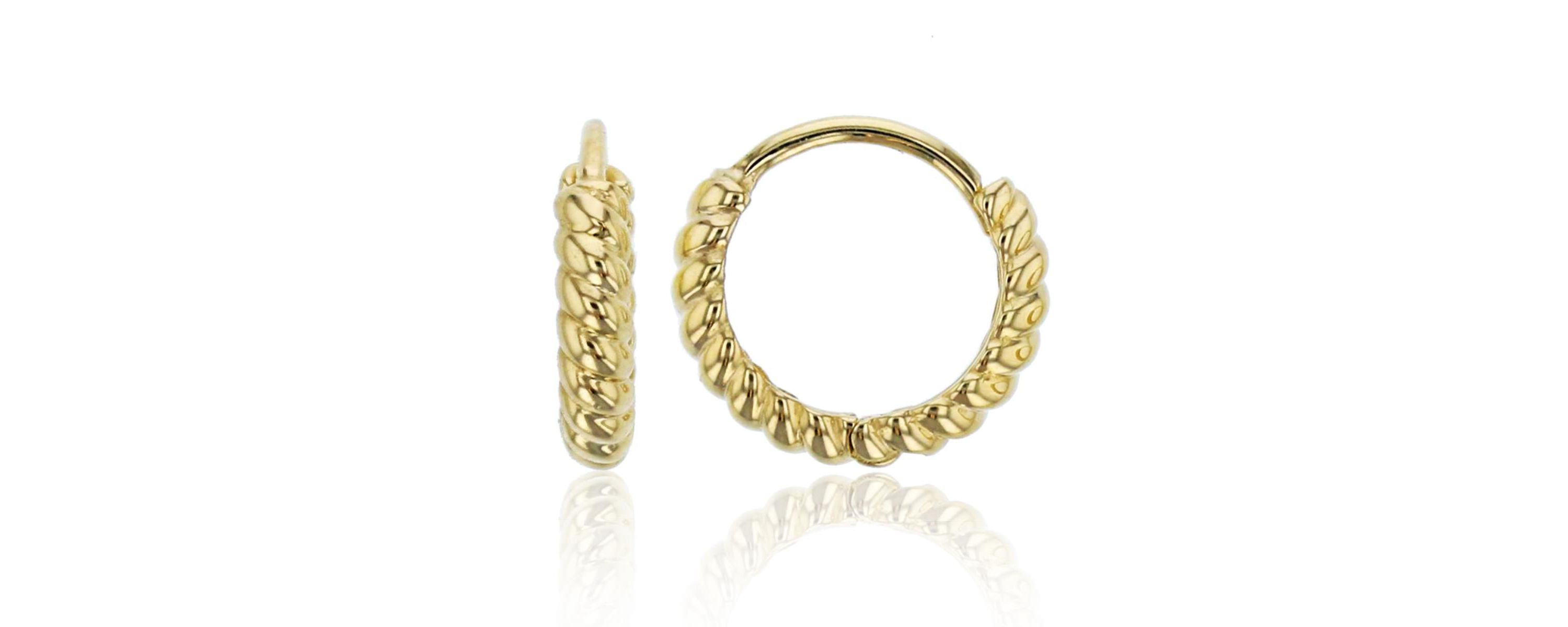 14K Yellow Gold 2x10mm Twisted Huggie Earring