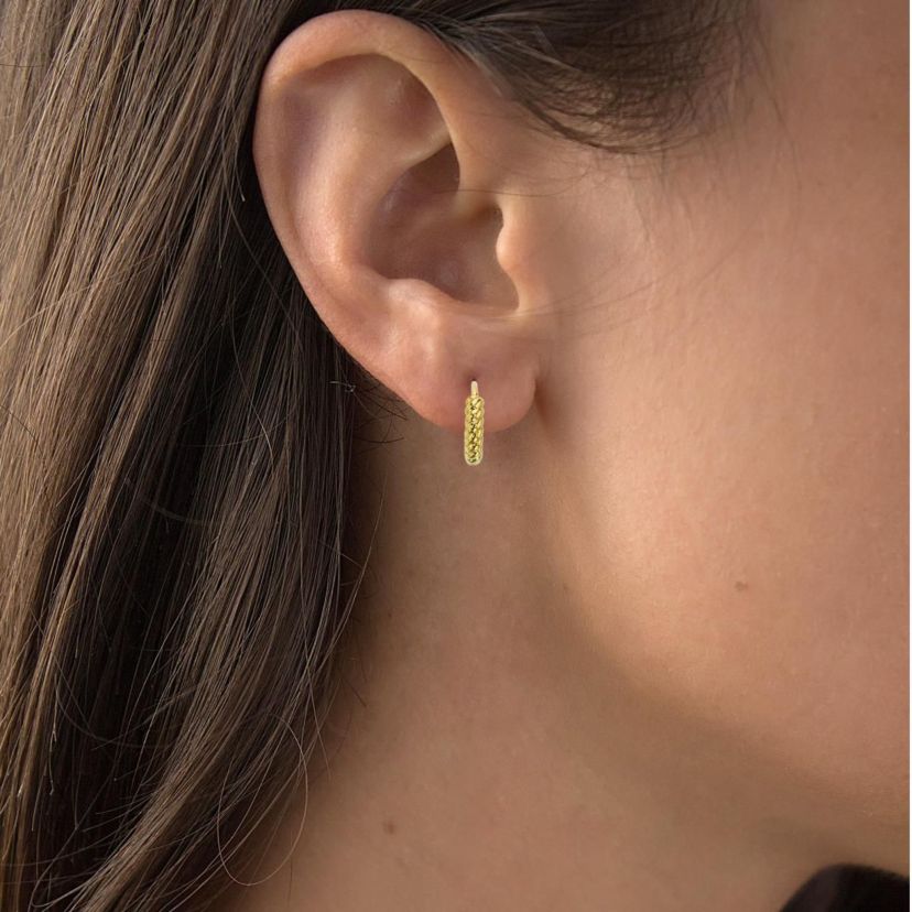 14K Yellow Gold 2x10mm Twisted Huggie Earring