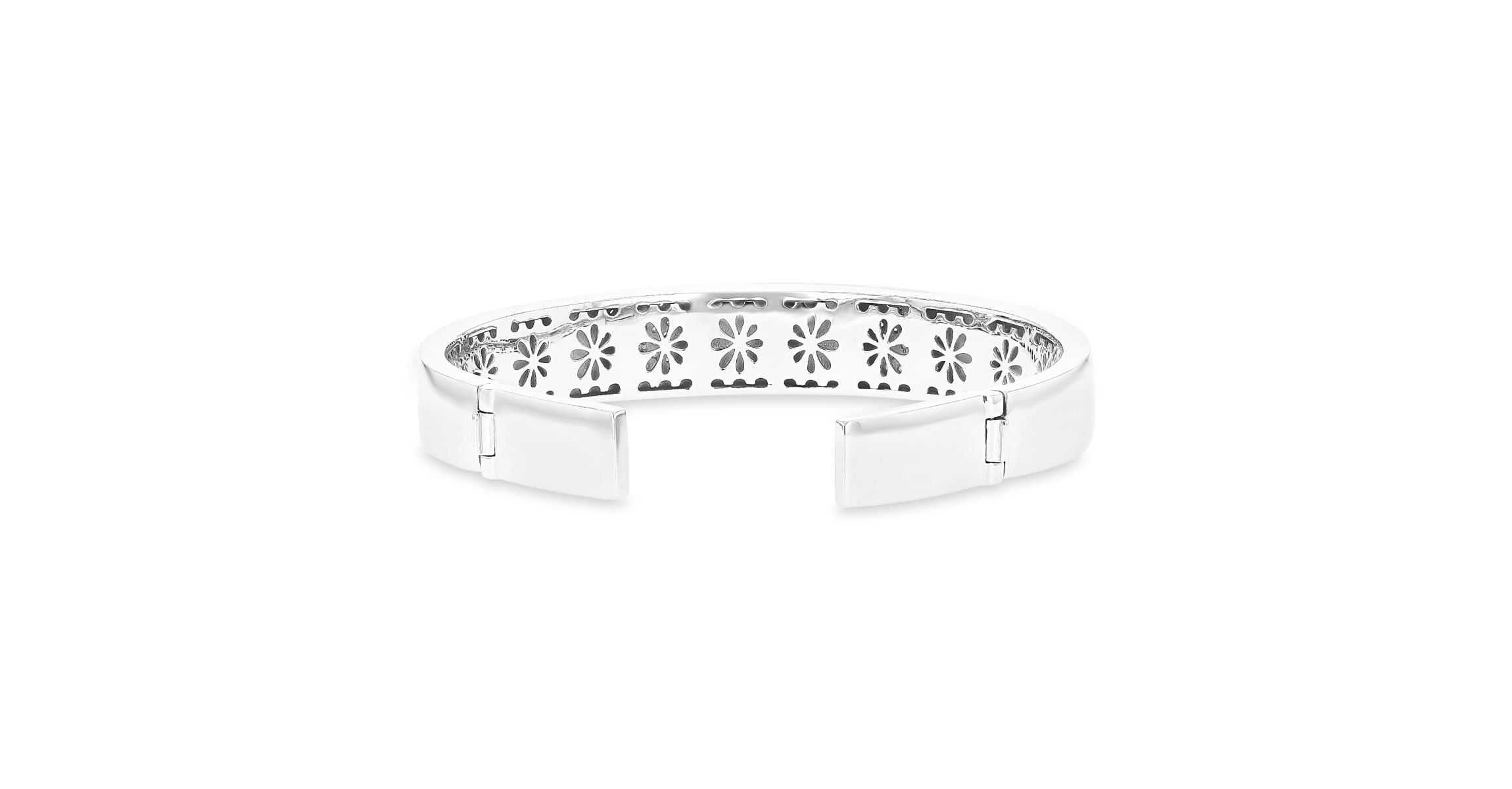 Sterling Silver Rhodium Larimar & CZ Mosaic Bangle Bracelet