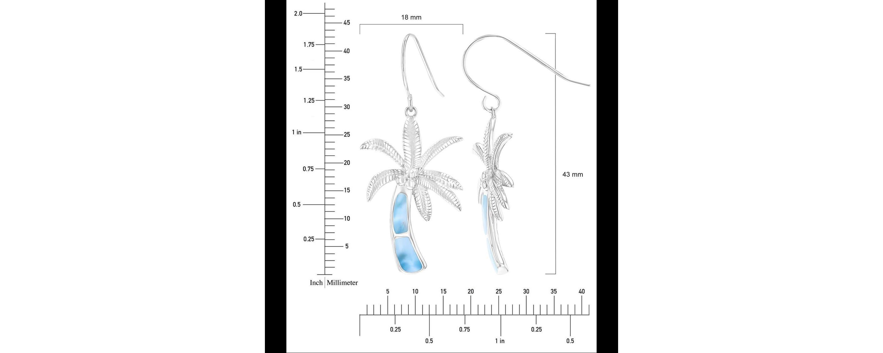 Sterling Silver Rhodium Larmiar Palm Tree FishHook Earring