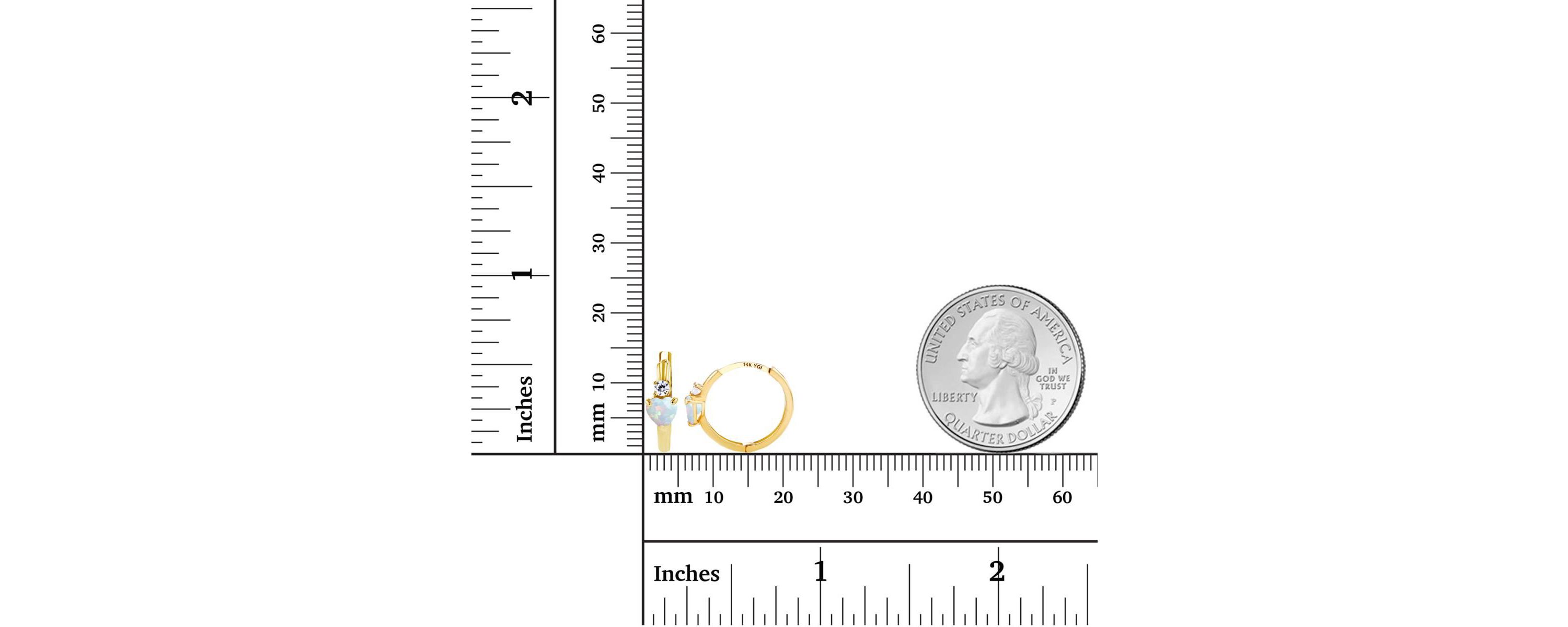 Lab Created Sterling Silver Yellow 4mm Heart Created Opal & 2mm Created White Sapphire Huggie Earrings