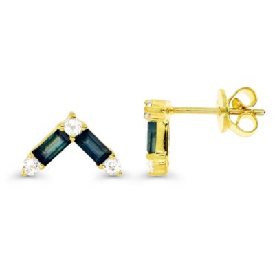 LULEA Sterling Silver Yellow Baguette and Round "V" Stud Earring