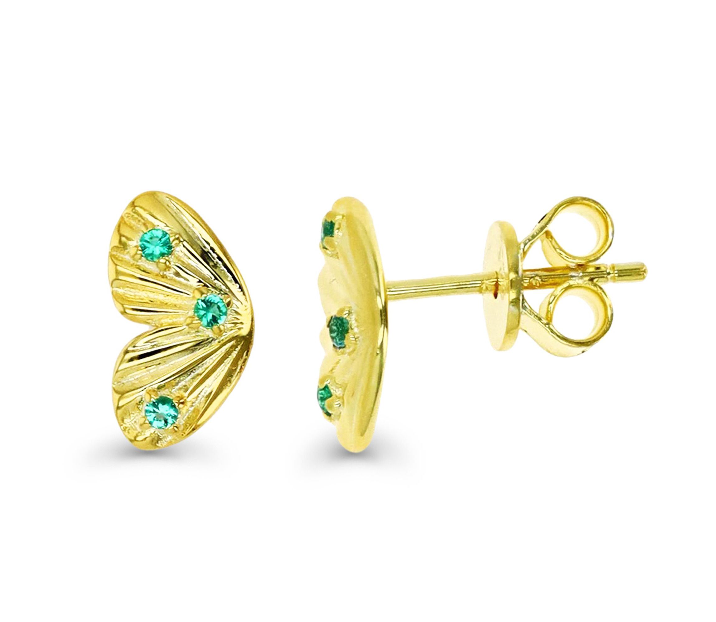 Sterling Silver Yellow Created Emerald Butterfly Stud Earring