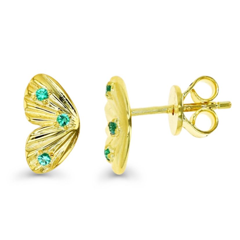 Sterling Silver Yellow Created Emerald Butterfly Stud Earring