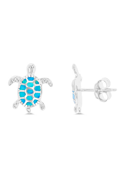 Bijoux Du Soleil Created Opal Turtle Stud Earrings