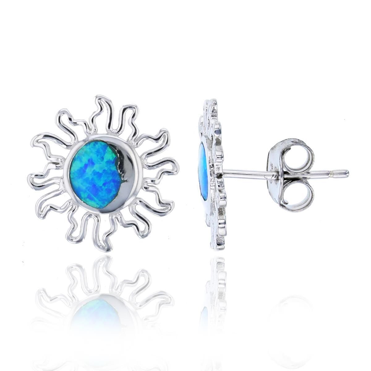 Lab Created Sterling Silver Created Opal Sun Stud Earring