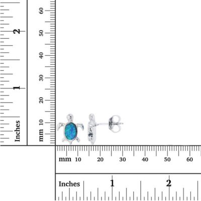 Lab Created Sterling Silver Rhodium 14x13mm Created Opal Turtle Stud