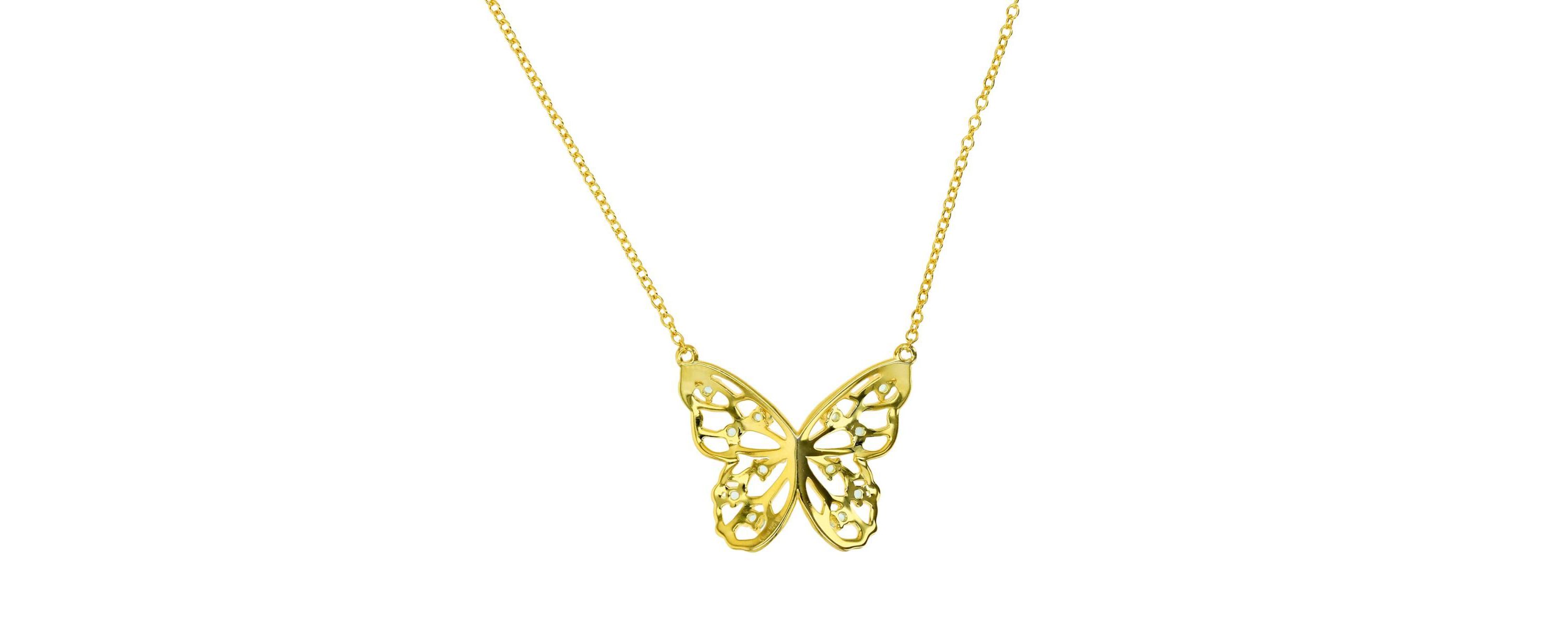 Sterling Silver Yellow Butterfly Blue Topaz 18" Necklace