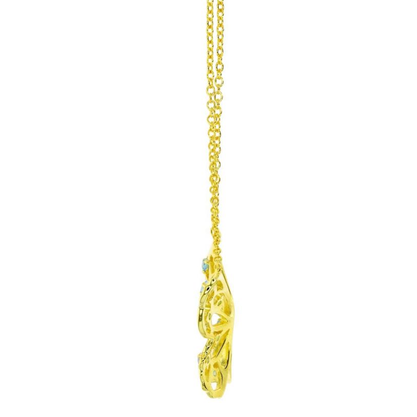 Sterling Silver Yellow Butterfly Blue Topaz 18" Necklace