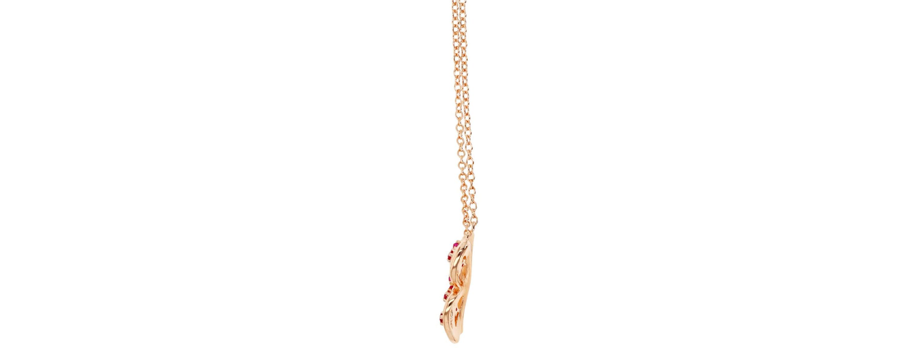 Sterling Silver Rose CreatedRuby Butterfly 18" Necklace