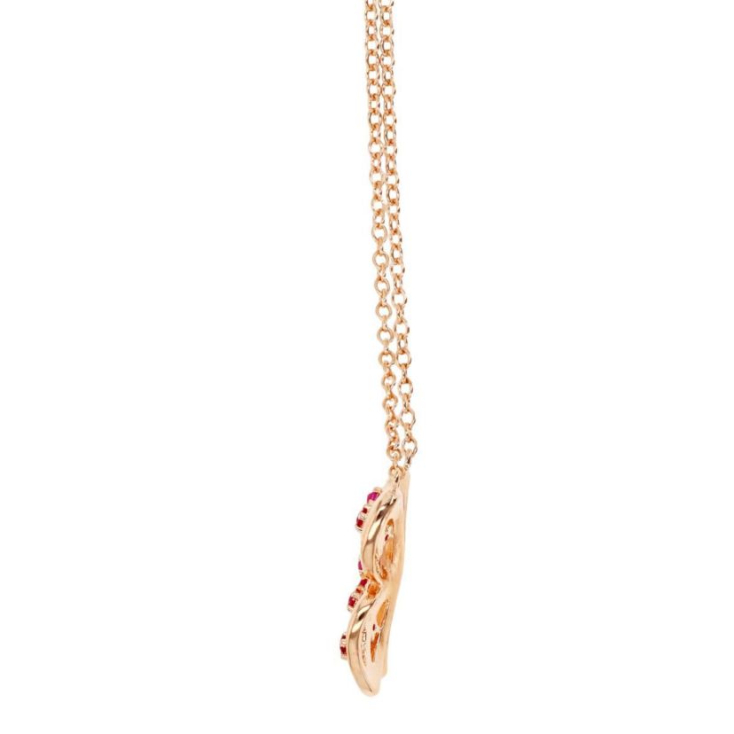 Sterling Silver Rose CreatedRuby Butterfly 18" Necklace