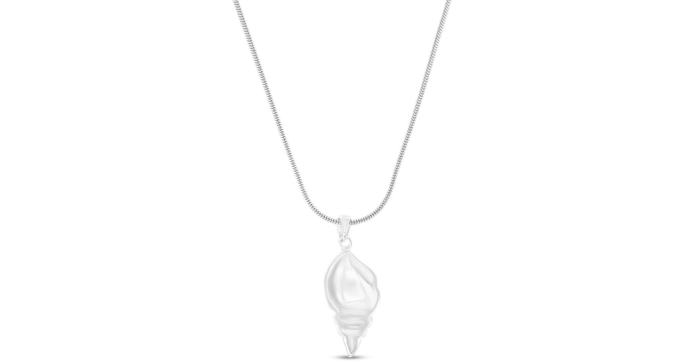 Sterling Silver Rhodium Larimar Seashell 22" Round Snake Adjustable Necklace