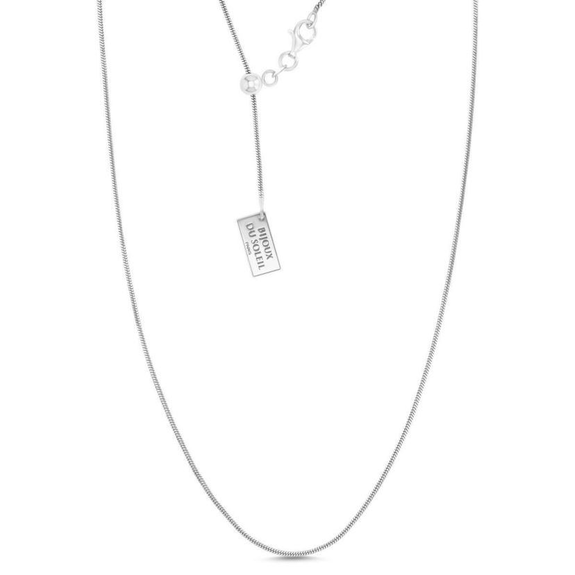Sterling Silver Rhodium Larimar Seashell 22" Round Snake Adjustable Necklace