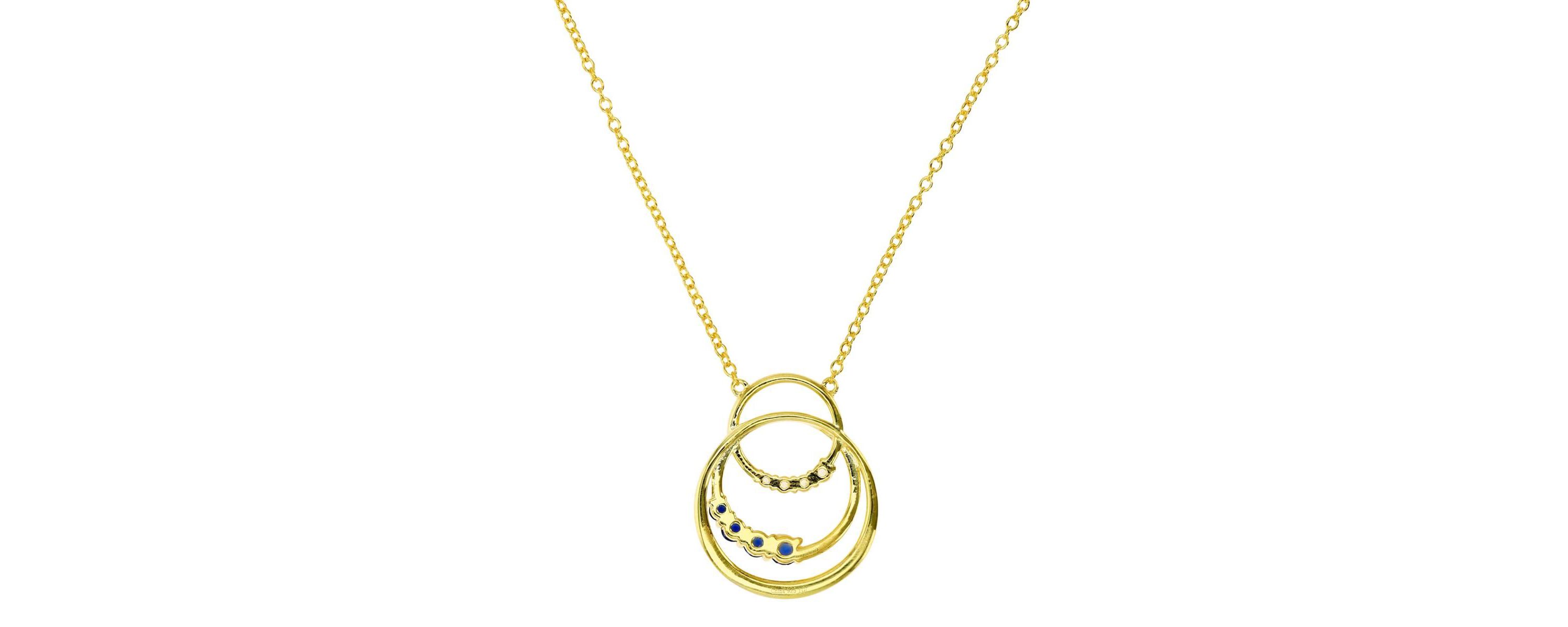 Sterling Silver Yellow Created Blue Sapphire and  Created White Sapphire Interlocking 18" Necklace