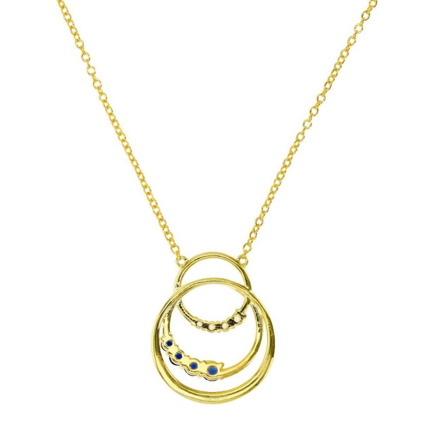 Sterling Silver Yellow Created Blue Sapphire and  Created White Sapphire Interlocking 18" Necklace