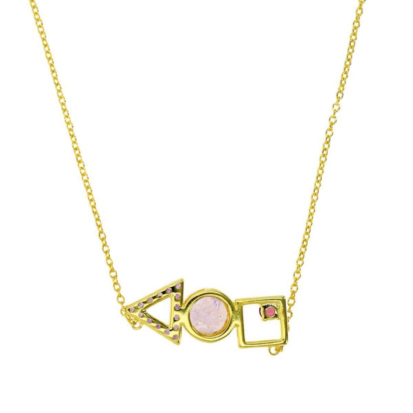Sterling Silver Yellow Multi Color Geometry 18" Necklace
