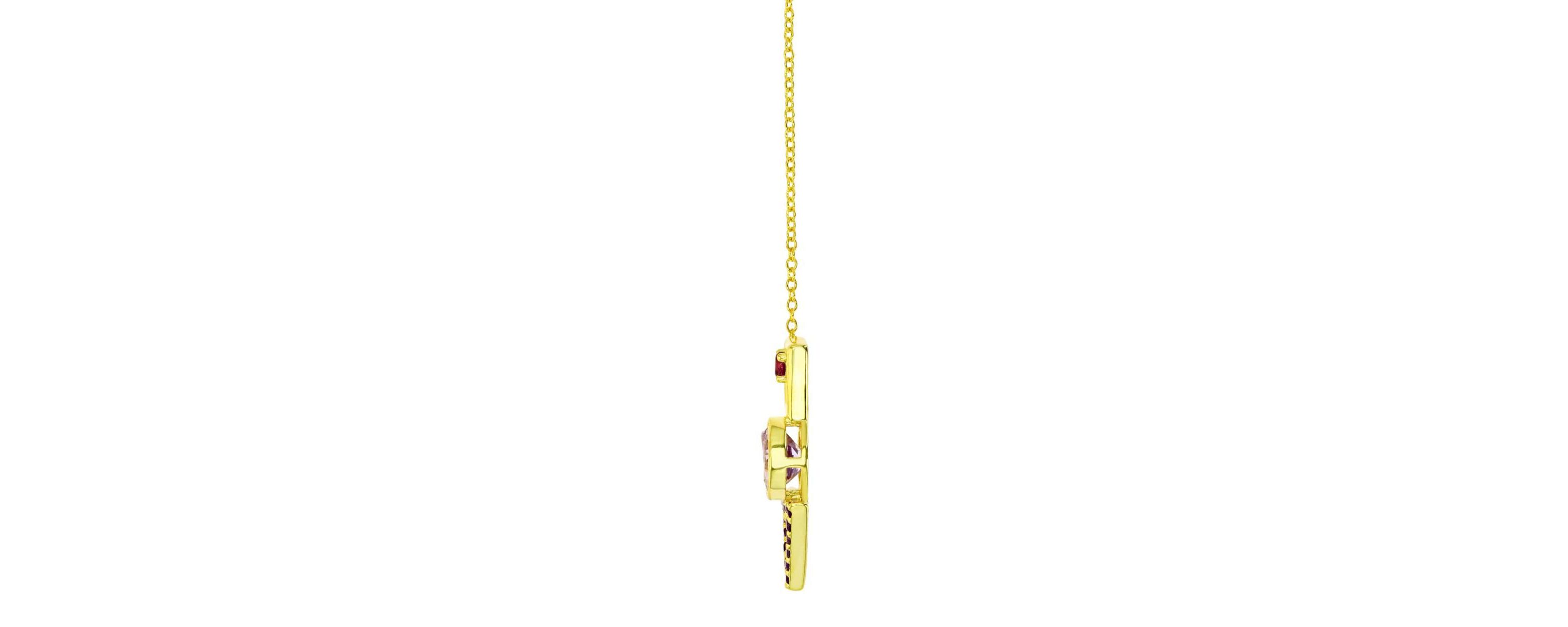 Sterling Silver Yellow Multi Color Geometry 18" Necklace